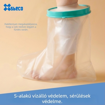 Fraktúrát követő vízálló fürdővédő – kéz, láb, lábszár és boka számára; PVC/PP + szilikagél; 0.3 kg; fürdéshez, zuhanyzáshoz, otthoni használatra