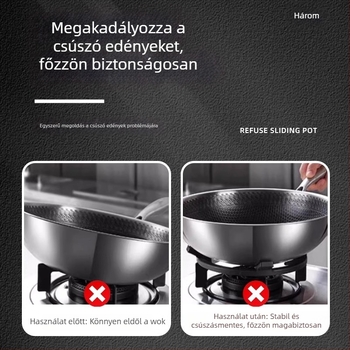 Gáztűzhelyhez tartó edények, univerzális, tej- és kis edények számára, négylábas vagy ötlábas kialakítás, alsó szerelés, nettó tömeg 780 g