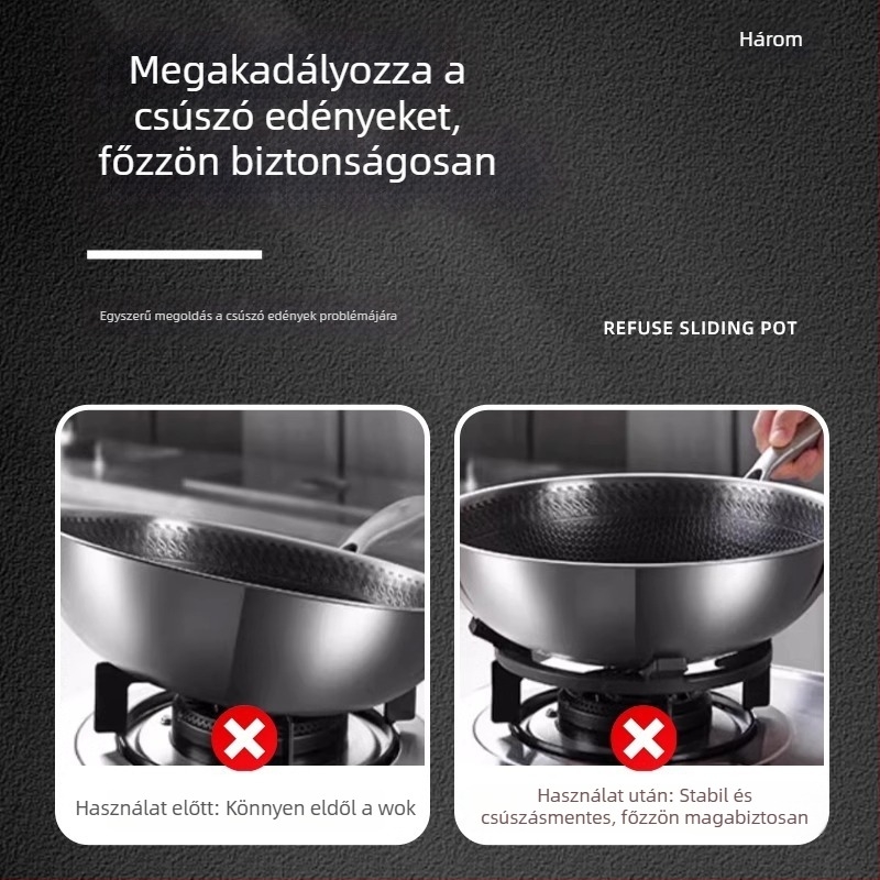 Gáztűzhelyhez tartó edények, univerzális, tej- és kis edények számára, négylábas vagy ötlábas kialakítás, alsó szerelés, nettó tömeg 780 g