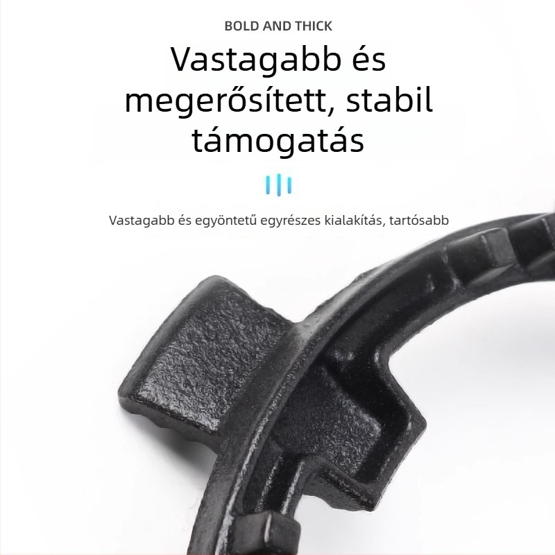 Gáztűzhelyhez tartó edények, univerzális, tej- és kis edények számára, négylábas vagy ötlábas kialakítás, alsó szerelés, nettó tömeg 780 g