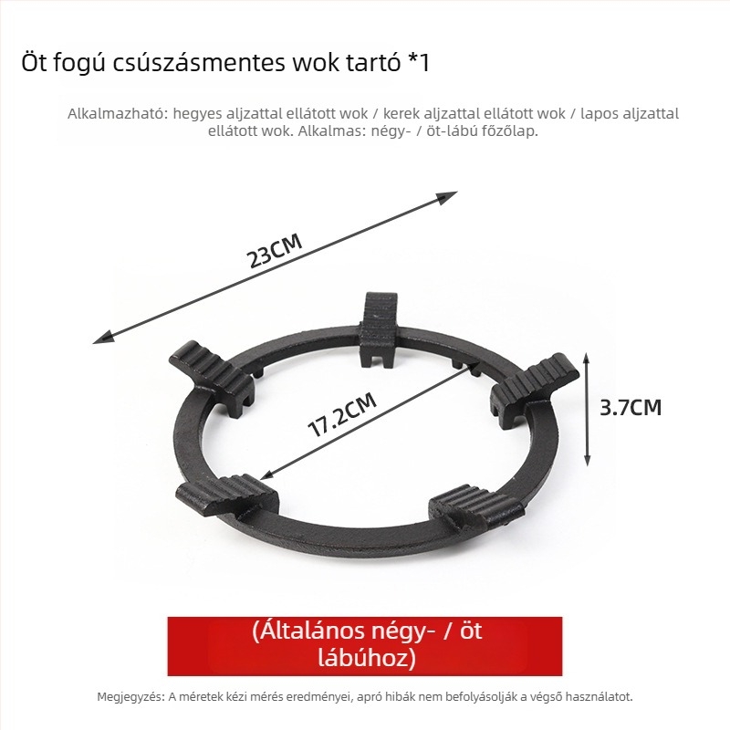 Gáztűzhelyhez tartó edények, univerzális, tej- és kis edények számára, négylábas vagy ötlábas kialakítás, alsó szerelés, nettó tömeg 780 g