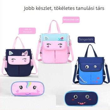 Általános iskolai korrepetálás táska gyerekeknek — rajzfilm minta, Oxford anyag, légáteresztő, vízálló, kopásálló, görbült vállpánt, nylon bélés
