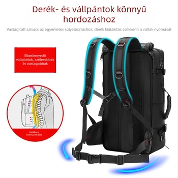 Férfi utazó hátizsák nedves-száraz elválasztással, vízálló, Oxford szövet, USB-port, légpárnás vállpántok