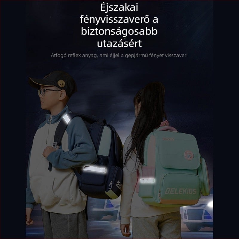 Unisex iskolai hátizsák 1–3. osztály, könnyű, nylon anyagú, ergonomikus hátsó panel