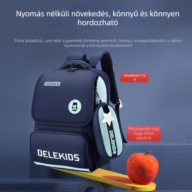 Unisex iskolai hátizsák 1–3. osztály, könnyű, nylon anyagú, ergonomikus hátsó panel