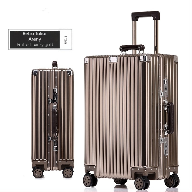 Unisex bőrönd alumínium-magnézium ötvözetű, TSA kombinációs záras, modell 8006/8007, univerzális kerekek, súly 4.3–6.5 kg