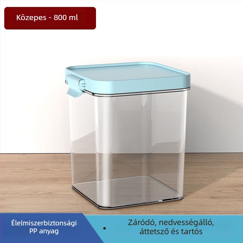 Műanyag élelmiszer-minőségű tárolóedény, négyzet alakú, 800–1000 ml, szorosan záródó, mikrohullámú sütőben használható