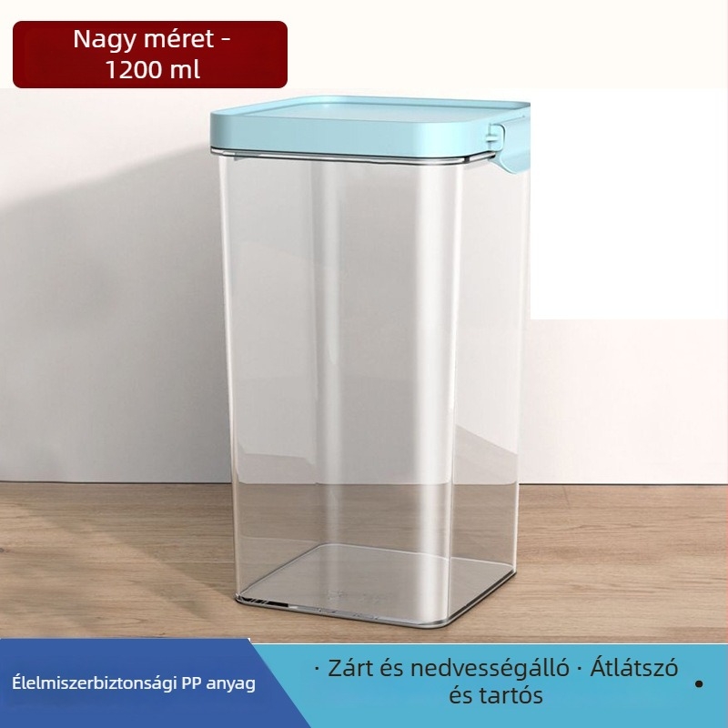 Műanyag élelmiszer-minőségű tárolóedény, négyzet alakú, 800–1000 ml, szorosan záródó, mikrohullámú sütőben használható