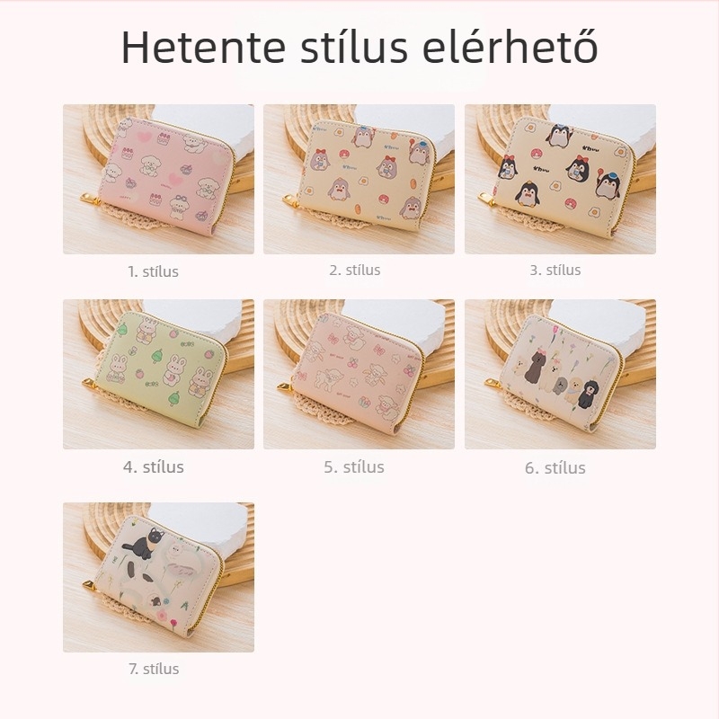 Összecsukható kártyatartó és érmeivel teli pénztárca – PVC, anime karton minta, 1 hajtásos pénztárca, Oxford bélés, Cox Bai márka