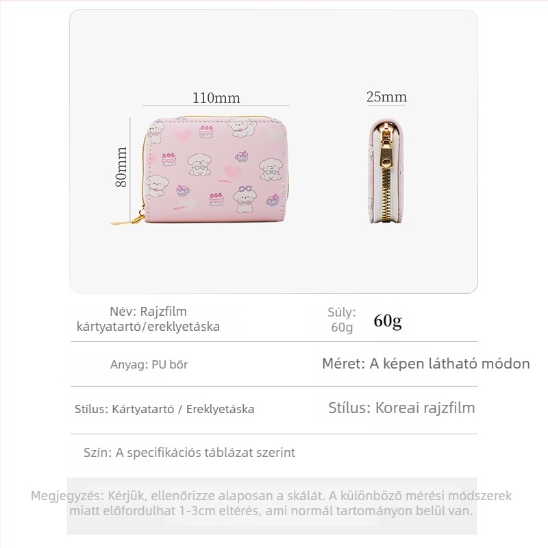 Összecsukható kártyatartó és érmeivel teli pénztárca – PVC, anime karton minta, 1 hajtásos pénztárca, Oxford bélés, Cox Bai márka