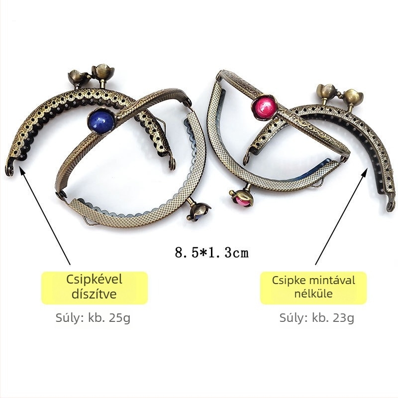 Táska hardver: lótusz fej, félkör alakú domborított keret, kézzel készített, vas, márka Yl