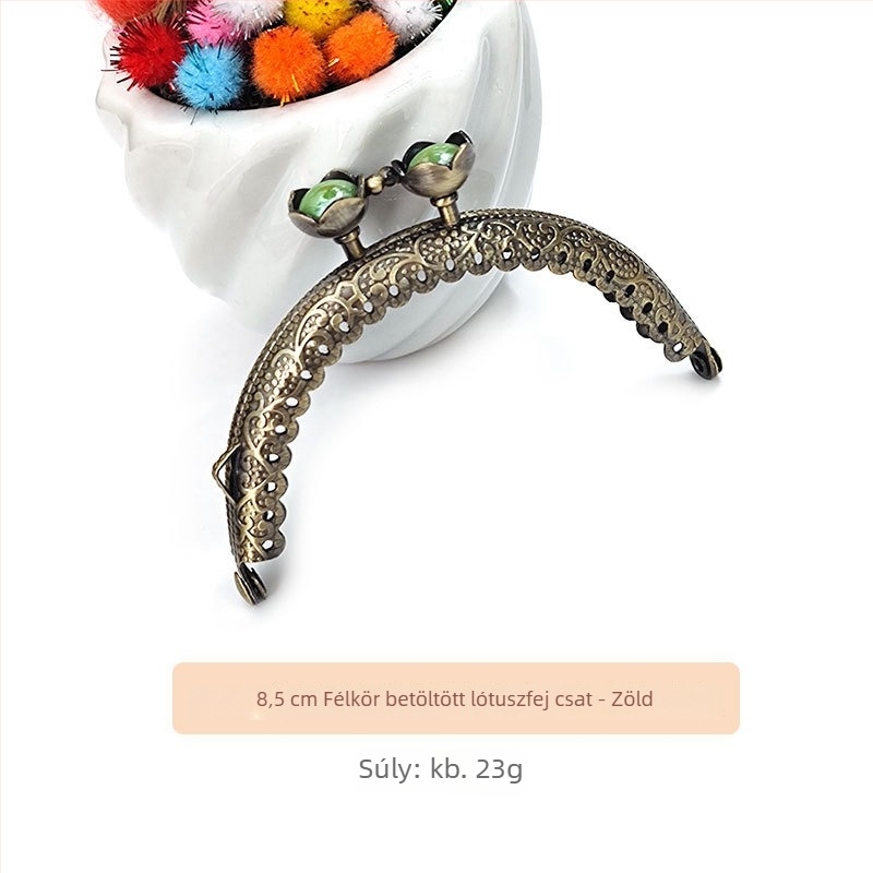 Táska hardver: lótusz fej, félkör alakú domborított keret, kézzel készített, vas, márka Yl