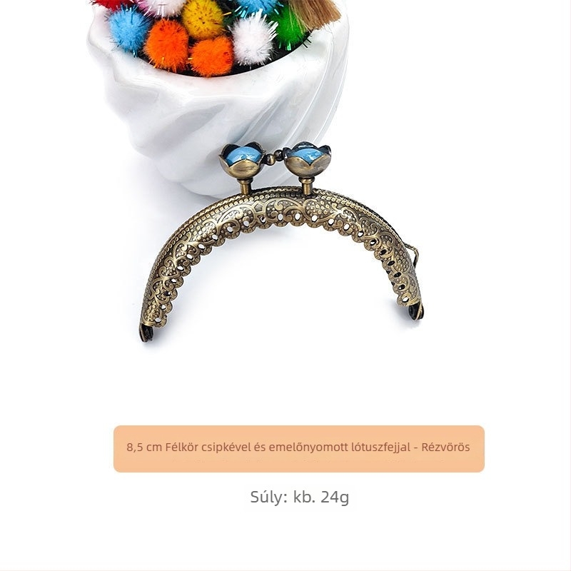 Táska hardver: lótusz fej, félkör alakú domborított keret, kézzel készített, vas, márka Yl