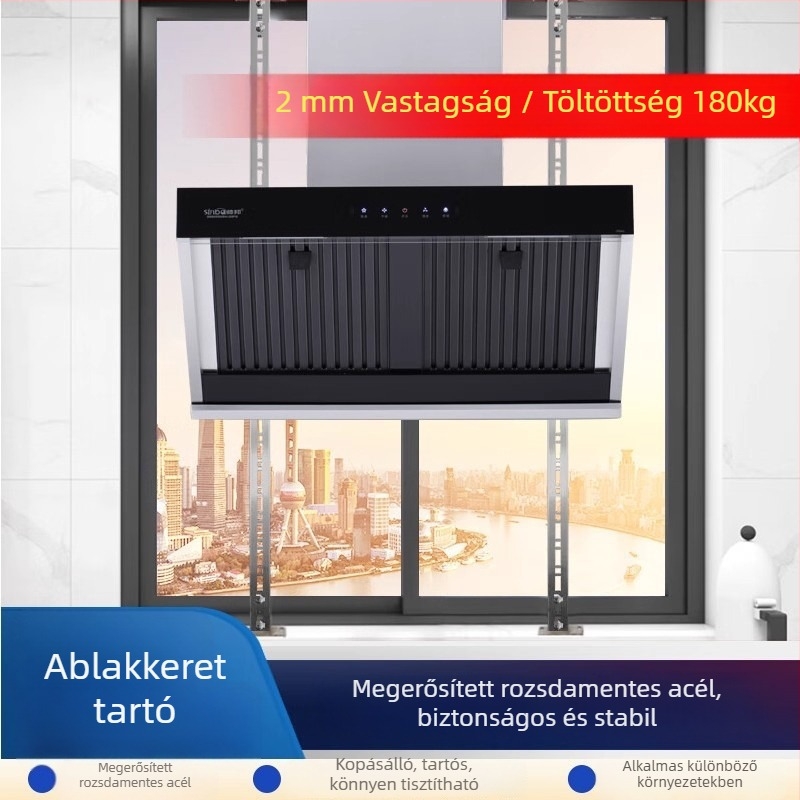 Rozsdamentes acél hood akasztó – univerzális falra szerelhető tartó, 2 kg