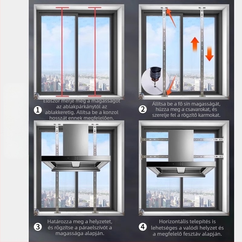 Rozsdamentes acél hood akasztó – univerzális falra szerelhető tartó, 2 kg