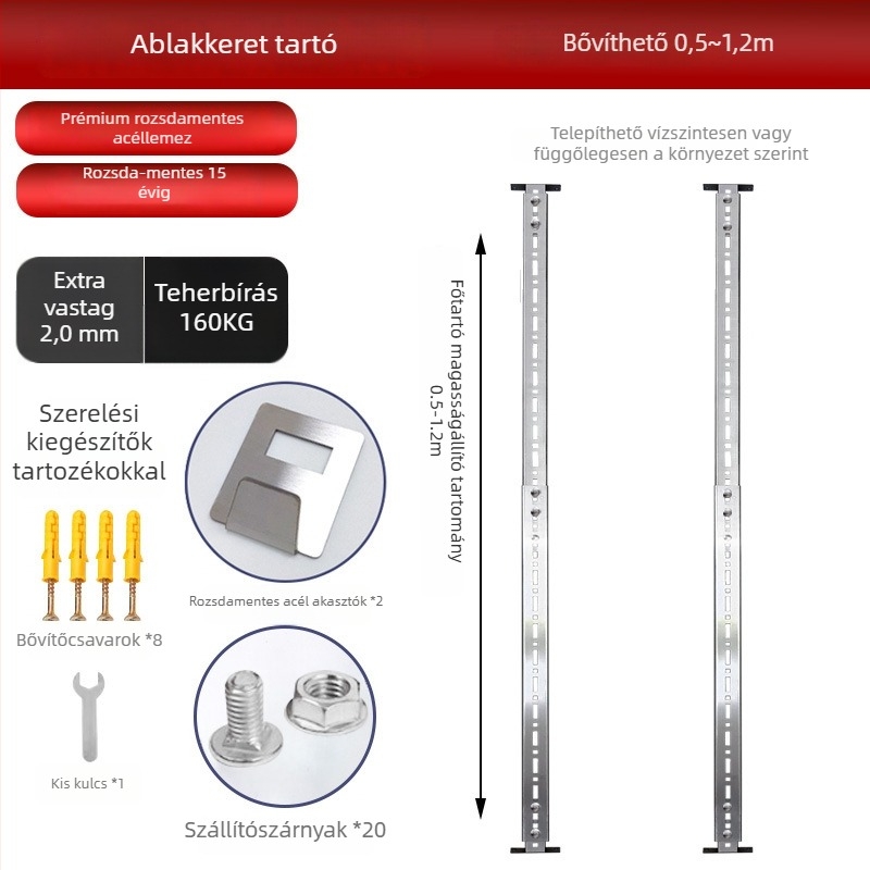 Rozsdamentes acél hood akasztó – univerzális falra szerelhető tartó, 2 kg