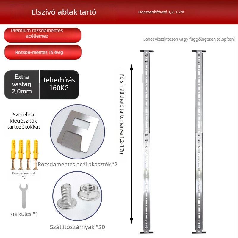 Rozsdamentes acél hood akasztó – univerzális falra szerelhető tartó, 2 kg