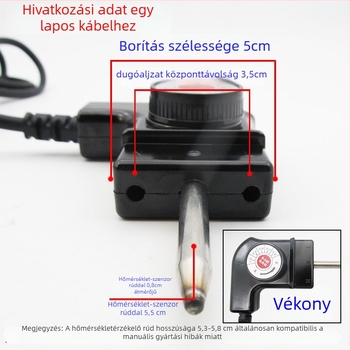 Hőmérséklet-szabályozós tápkábel elektromos edényhez, 1 m hosszú, kompatibilis elektromos edényekkel és grillsütőkkel
