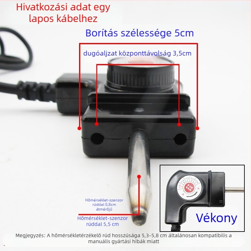 Hőmérséklet-szabályozós tápkábel elektromos edényhez, 1 m hosszú, kompatibilis elektromos edényekkel és grillsütőkkel