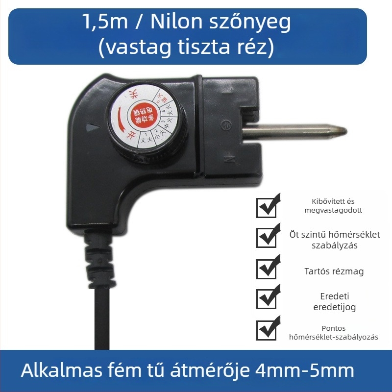 Hőmérséklet-szabályozós tápkábel elektromos edényhez, 1 m hosszú, kompatibilis elektromos edényekkel és grillsütőkkel
