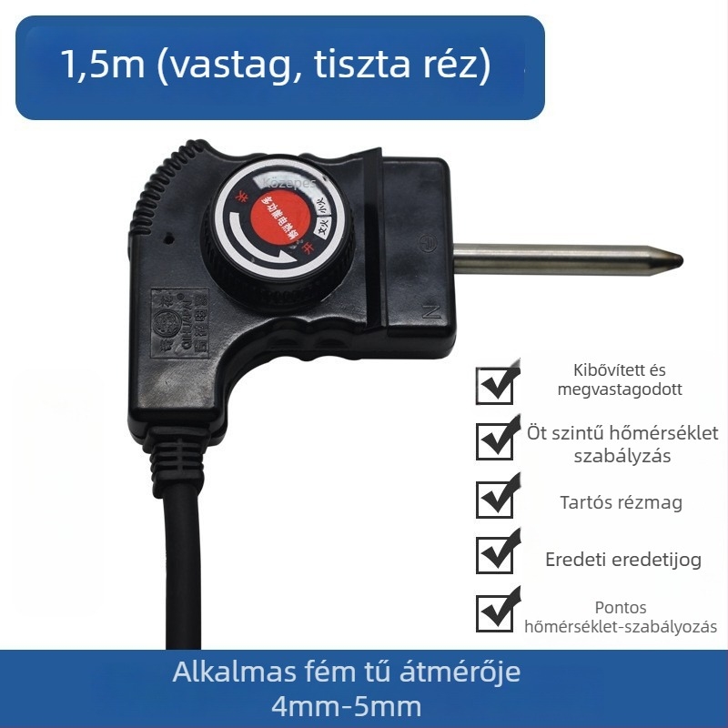 Hőmérséklet-szabályozós tápkábel elektromos edényhez, 1 m hosszú, kompatibilis elektromos edényekkel és grillsütőkkel