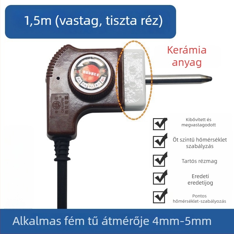 Hőmérséklet-szabályozós tápkábel elektromos edényhez, 1 m hosszú, kompatibilis elektromos edényekkel és grillsütőkkel