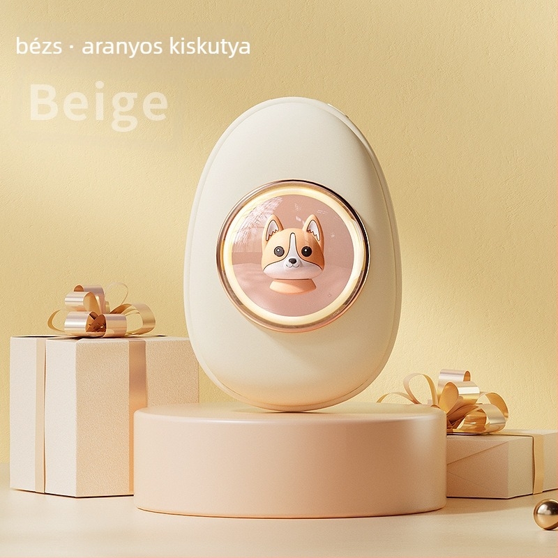 Kézmelegítő USB‑tápellátással, 5W, beépített 1000–1200 mAh akkumulátor, alumínium lemezen keresztüli hőelvezetés