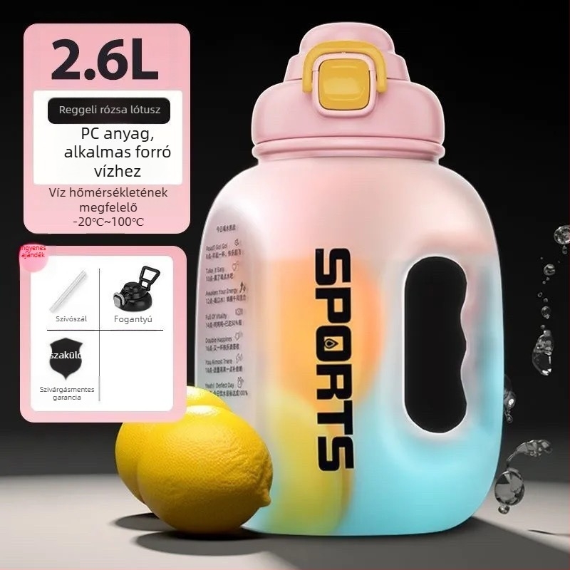 Műanyag pohár nagy hassal, modern minimalistikus stílus, dupla ivófunkció, PC anyag, két darabos készlet