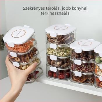 Red fűszertartó doboz – élelmiszer-minőségű, elkülönített rekeszek, zárható fedél, műanyag, 301-500 ml