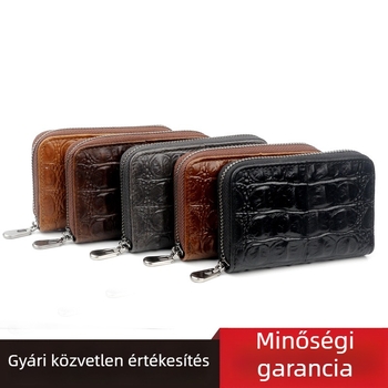 Valódi bőrből készült pénztárca és kártyatartó, első réteg marhabőr, egyszínű mintázat, üzleti elit stílus, modell 00011