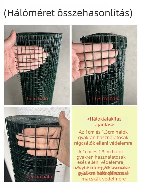 Erkélyvédő háló háztartási használatra, macska kerítés PVC-bevonatos alacsony széntartalmú acélból készült
