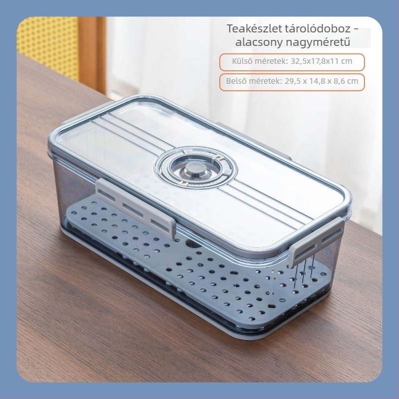 Tea készlet és teáscsésze tároló doboz fedéllel, porálló, vízcsésze rendező, modern PET műanyag, extra nagy