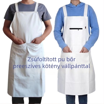 Fleece bevonatú PU bőr konyhai kötény nyakpánttal, vízálló és olajálló, vastagított kialítás kantinok és konyhák számára, súly 1000–2000 g