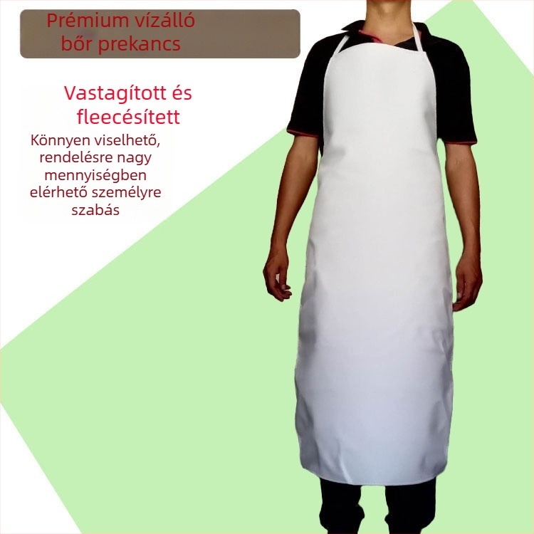 Fleece bevonatú PU bőr konyhai kötény nyakpánttal, vízálló és olajálló, vastagított kialítás kantinok és konyhák számára, súly 1000–2000 g