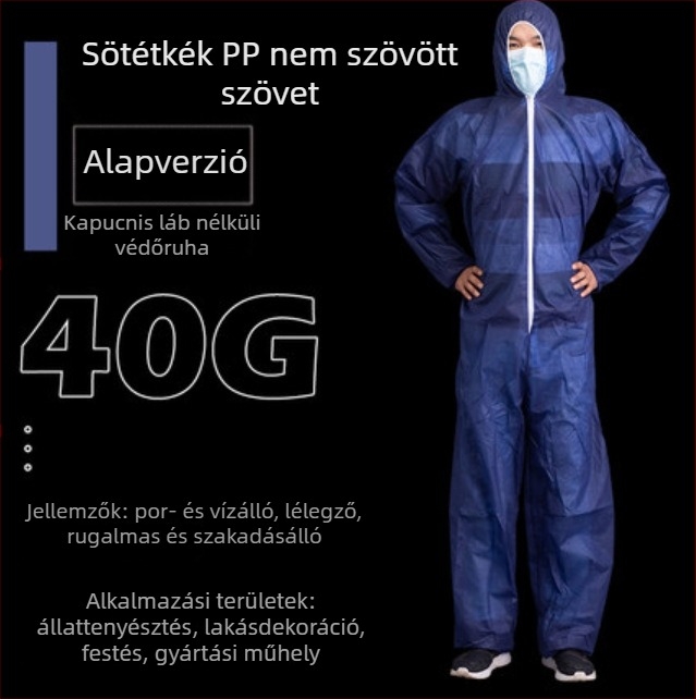 PP védőruha összekapcsolt dizájnnal és légáteresztő filmmel izolációhoz