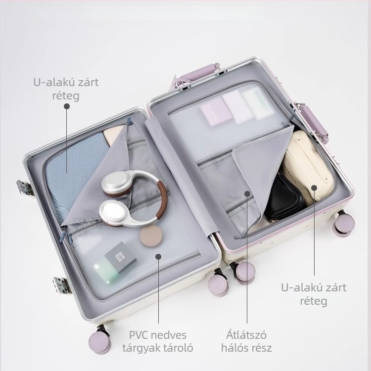 Utazótáska ABS+PC héj, USB-port, univerzális kerekek, kombinációs zár, súly 4,2 kg