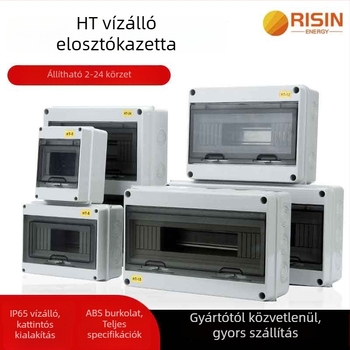 Kültéri IP65-es kapcsoló-elosztó doboz 2–24 áramkörhöz, 125A, sínre szerelhető, ABS lángálló ház