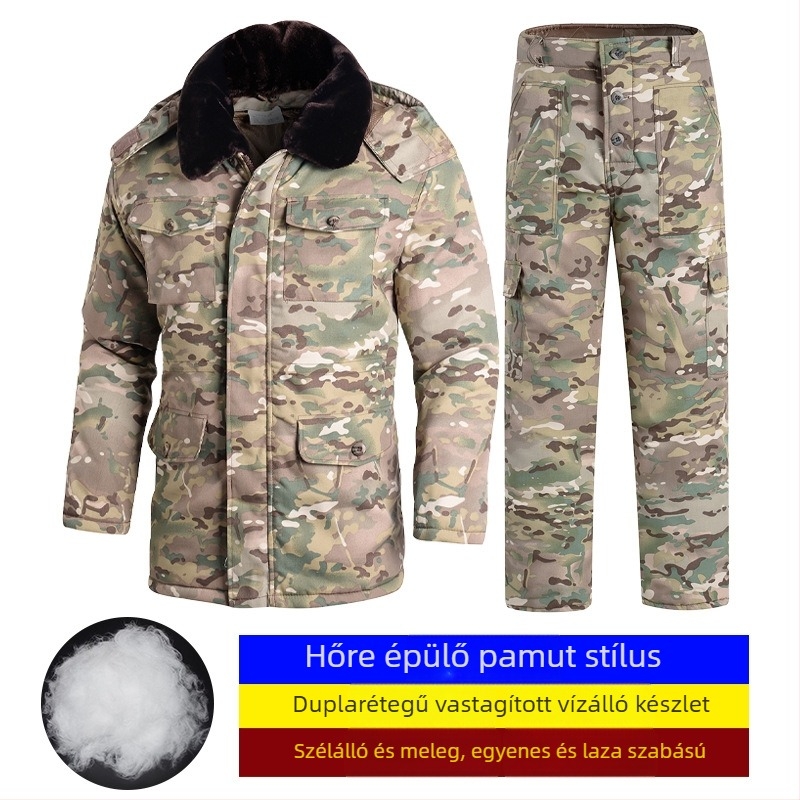 Férfi téli kamufláz pamutbélelt kabát, vízálló, hidegálló katonai stílusban