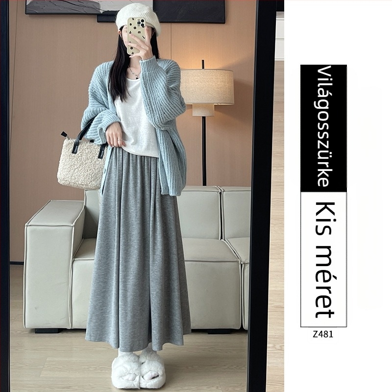 Ruitong A-vonalú midi szoknya zsebekkel, egyszínű minta, poliészter-viszkóz keverék