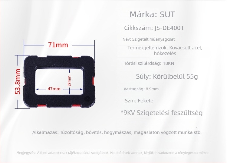 SUT biztonsági öv anti-sztatikus szigeteléssel, állítható csattal és D alakú gyűrűvel