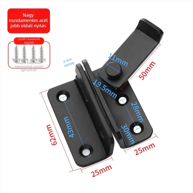 G2010 rozsdamentes acél ajtózár, faajtókhoz és irodai szekrényekhez, modern egyszerű stílus