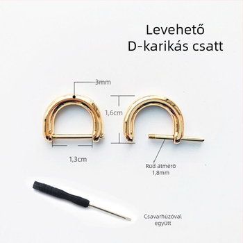Fém csaták készlet: levehető D-formájú csat, patkó alakú csat, lánc, állítható
