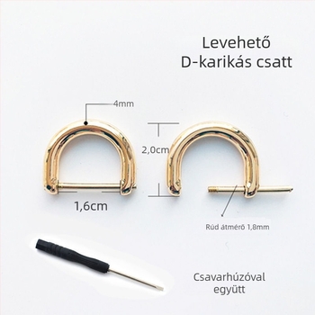 Fém csaták készlet: levehető D-formájú csat, patkó alakú csat, lánc, állítható