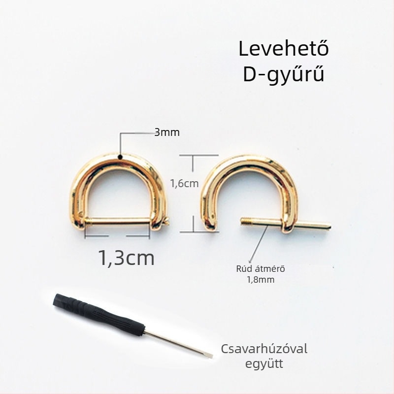 Fém csaták készlet: levehető D-formájú csat, patkó alakú csat, lánc, állítható