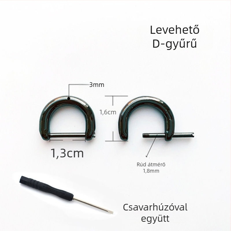 Fém csaták készlet: levehető D-formájú csat, patkó alakú csat, lánc, állítható