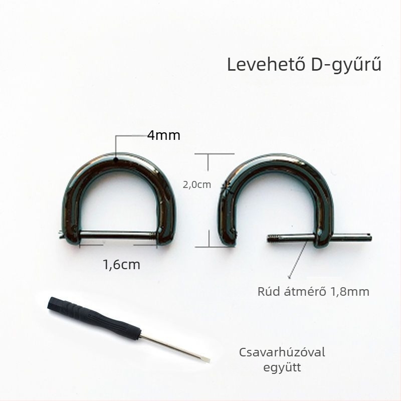 Fém csaták készlet: levehető D-formájú csat, patkó alakú csat, lánc, állítható