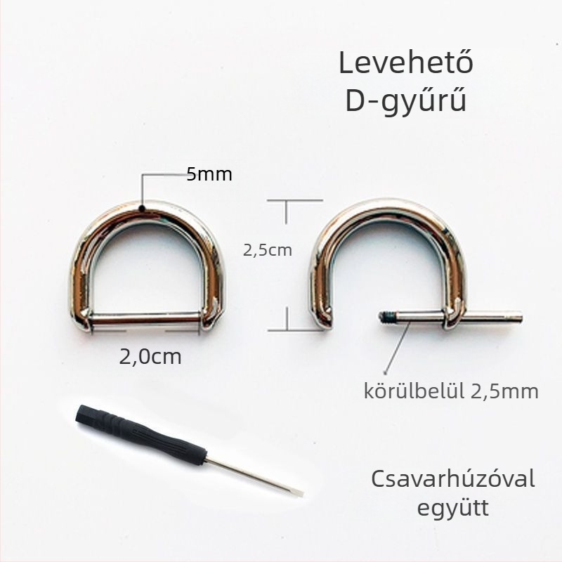 Fém csaták készlet: levehető D-formájú csat, patkó alakú csat, lánc, állítható