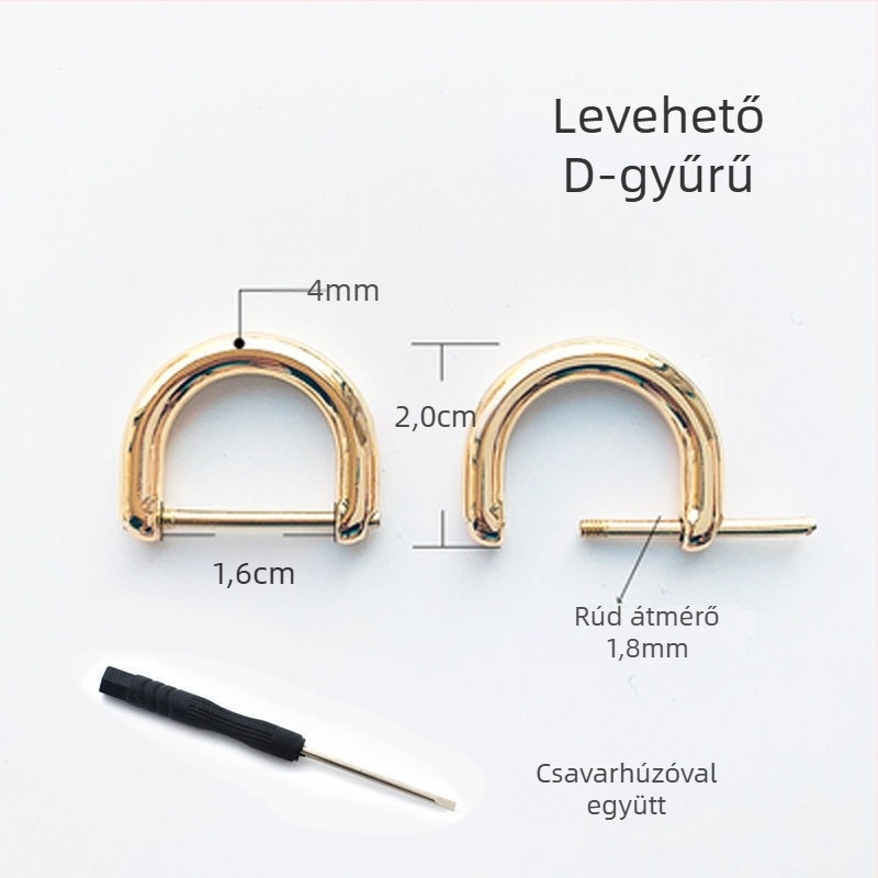 Fém csaták készlet: levehető D-formájú csat, patkó alakú csat, lánc, állítható