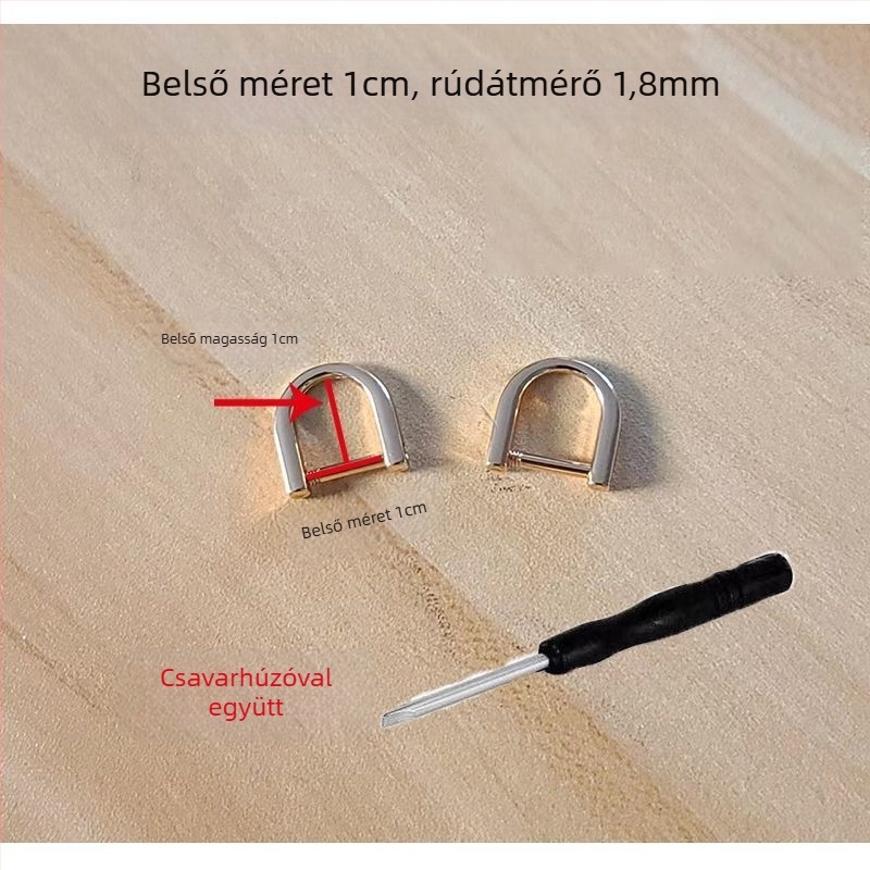 Fém csaták készlet: levehető D-formájú csat, patkó alakú csat, lánc, állítható