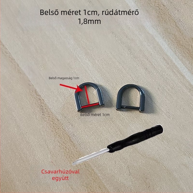 Fém csaták készlet: levehető D-formájú csat, patkó alakú csat, lánc, állítható